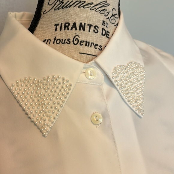 Women’s White Embellished Lapel Button Up - Baxter & Wells Approx Medium (6-8) - Picture 2 of 12